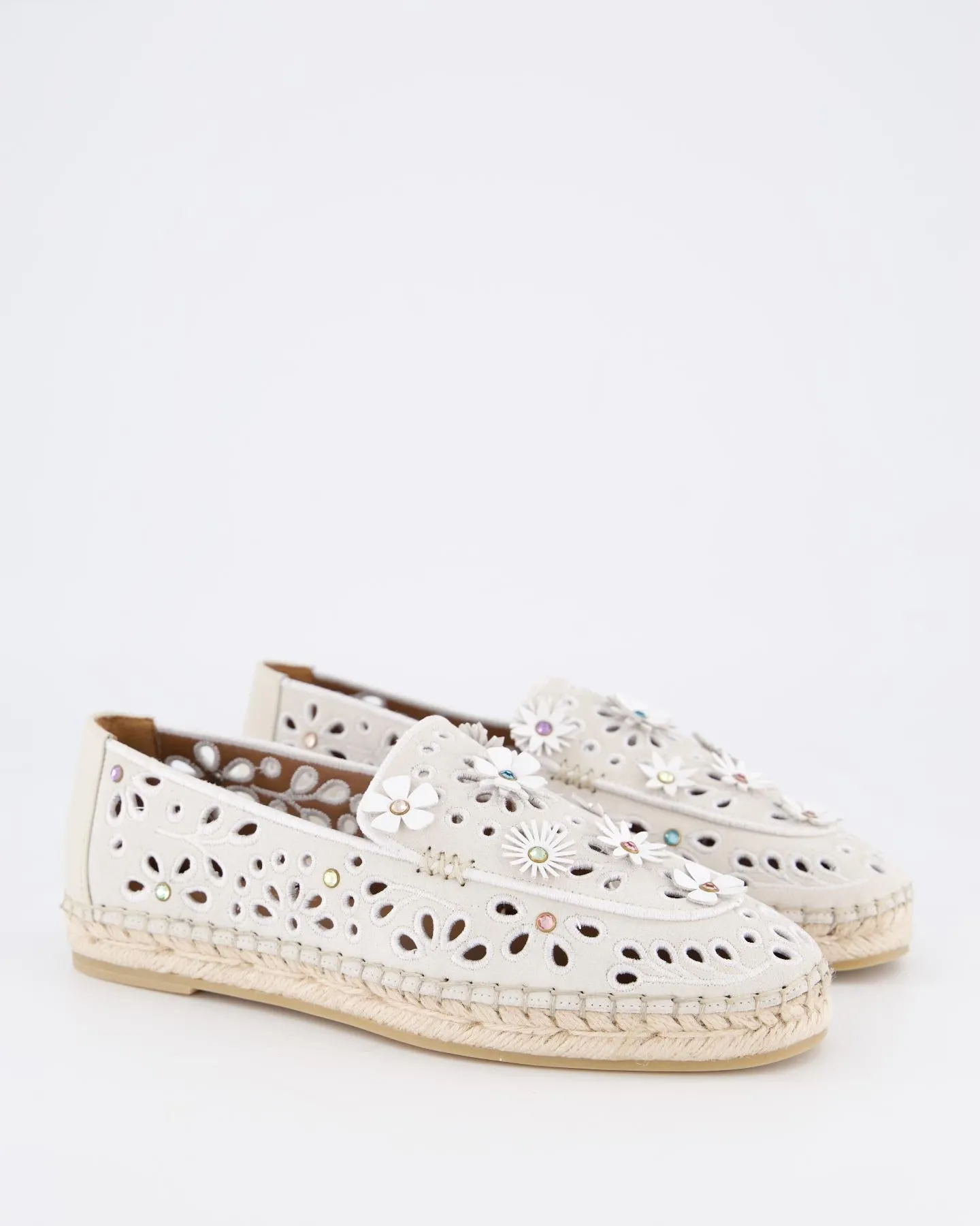 Dames Flower Espadrille Loafer Beige