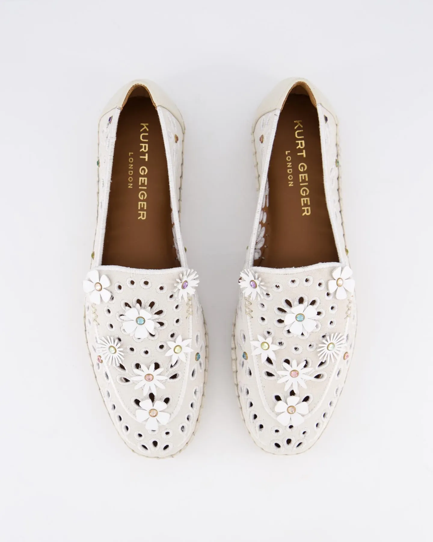 Dames Flower Espadrille Loafer Beige