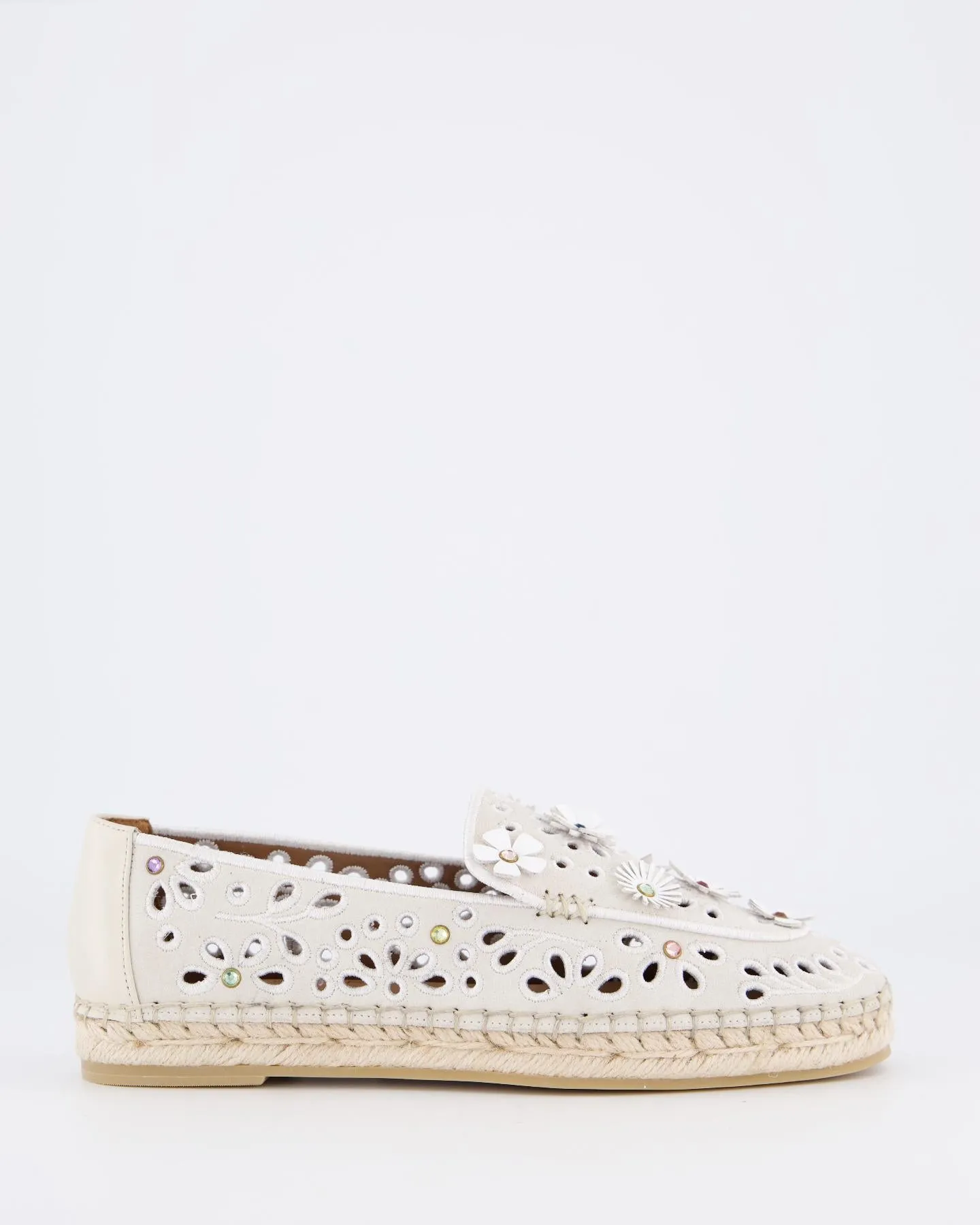 Dames Flower Espadrille Loafer Beige