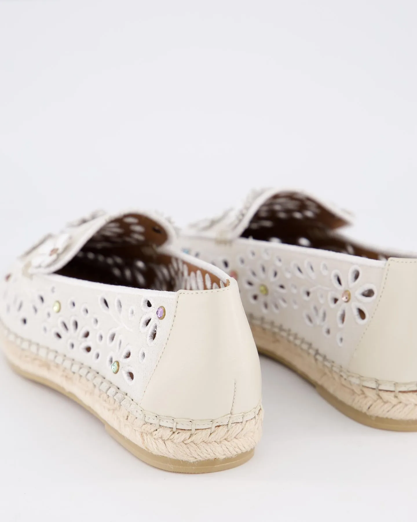 Dames Flower Espadrille Loafer Beige