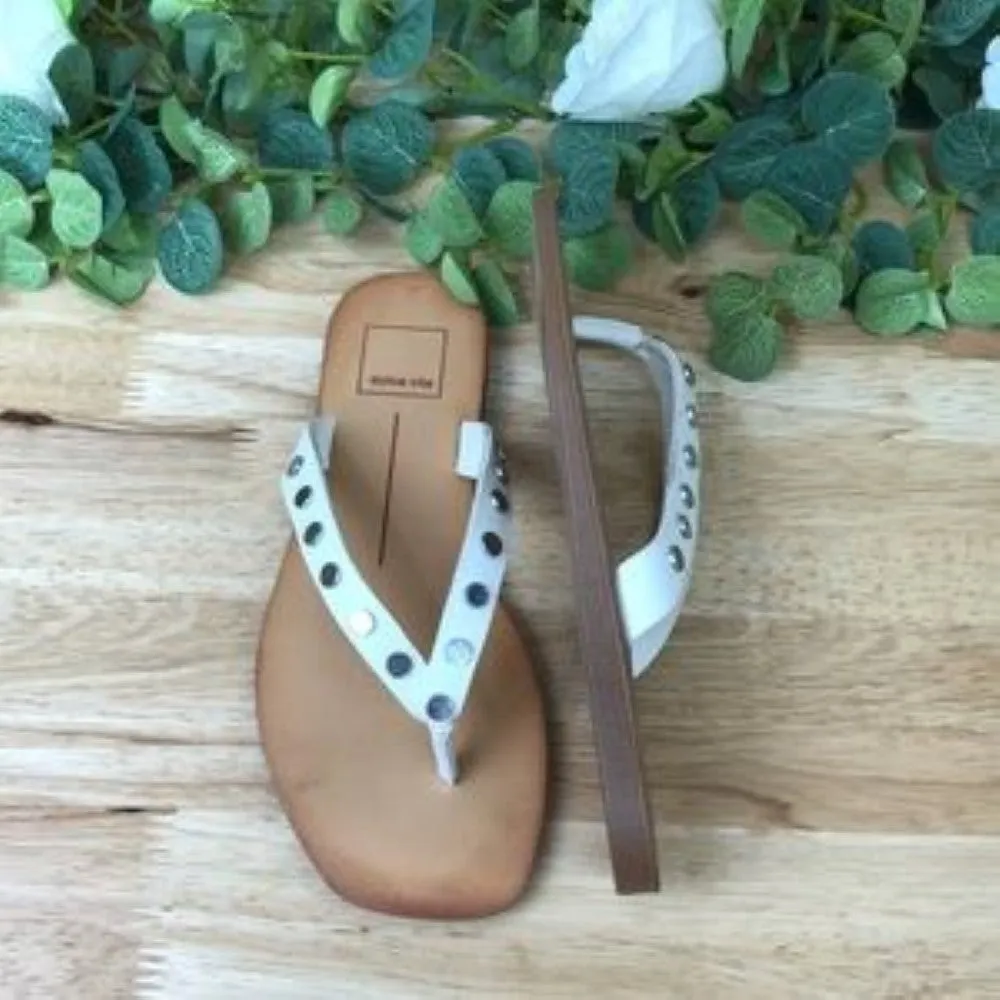 Dolce Vita Clyde Studded Thong Sandals Off White Size 6M