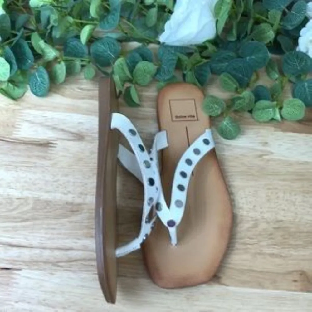 Dolce Vita Clyde Studded Thong Sandals Off White Size 6M