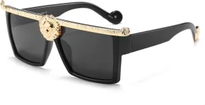 Dollger Square Oversized Sunglasses Flat Top Thick Plastic Super Dark Gangster Luxury Shades 57mm