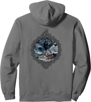 Donkey Raven Horse Crow Rock Mule Vintage Ornate Flower Lei Pullover Hoodie