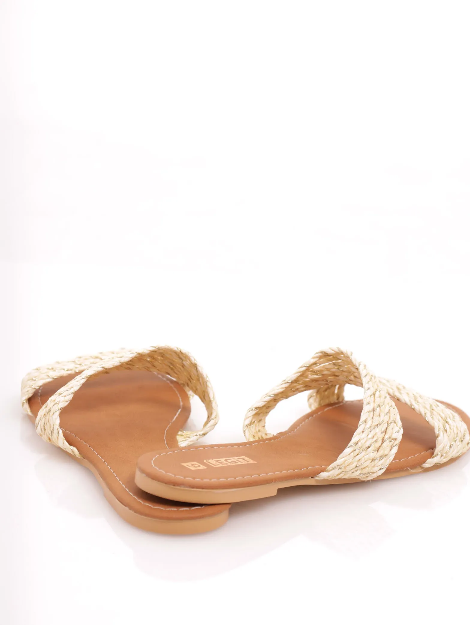 Double Band Twist Weave Mule Sandal - White