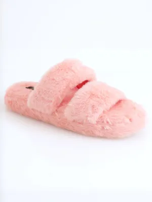 Double Strap Chunky Mule Slipper - Coral