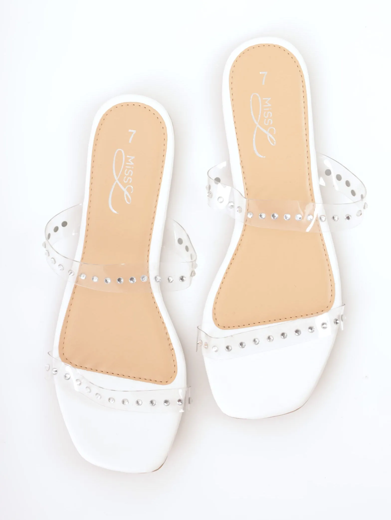 Double Vinyl With Diamnte Row Mule Sandal - Clear