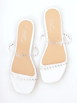Double Vinyl With Diamnte Row Mule Sandal - Clear