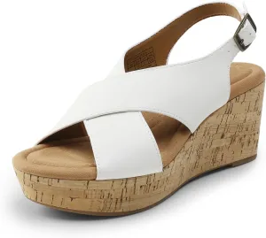DREAM PAIRS Women's Comfortable Ankle Strap Platform Wedge Sandals for Women Casual Dressy Summer