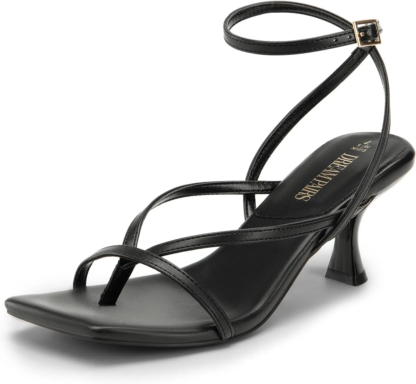 DREAM PAIRS Women's kitten Low Strappy Lace Up Heels Open Square Toe Thong Ankle Strap Heels Sexy Fashion Comfort Dress Shoes Party Sylvestra Pumps Heeled Sandals