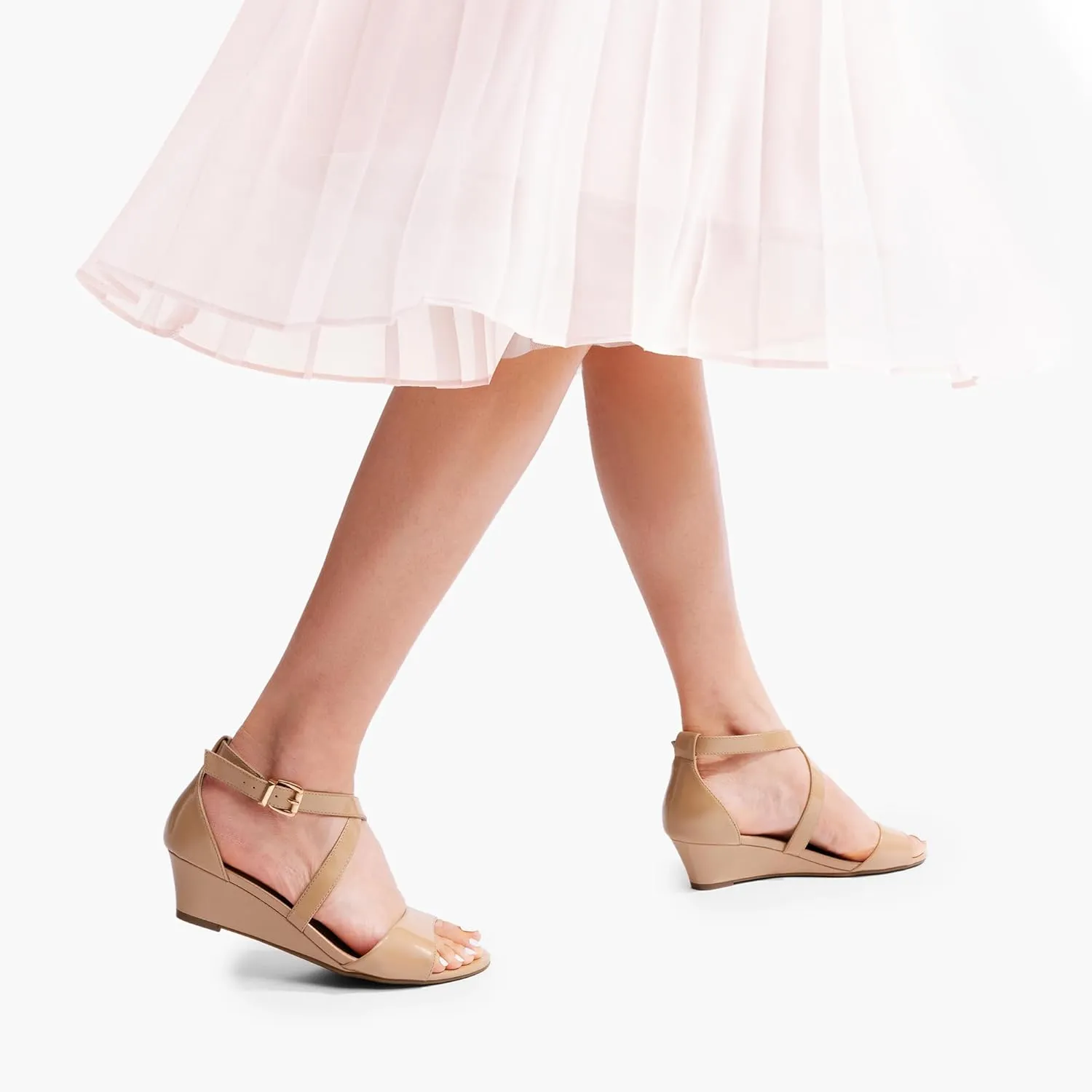 DREAM PAIRS Women's Low Wedge Sandals Ankle Strap Heel Sandal Open Toe Wide Dress Summer Shoes