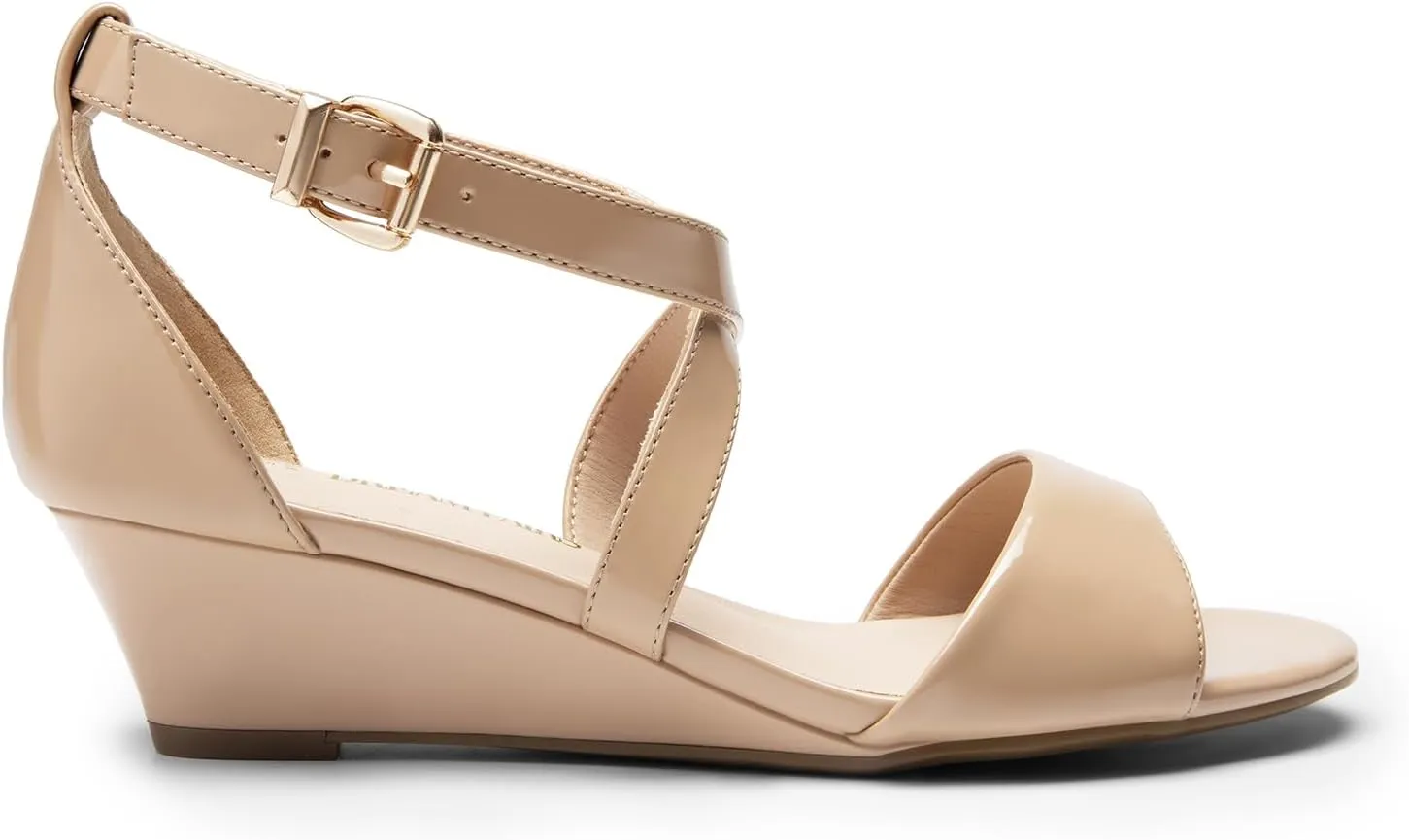 DREAM PAIRS Women's Low Wedge Sandals Ankle Strap Heel Sandal Open Toe Wide Dress Summer Shoes