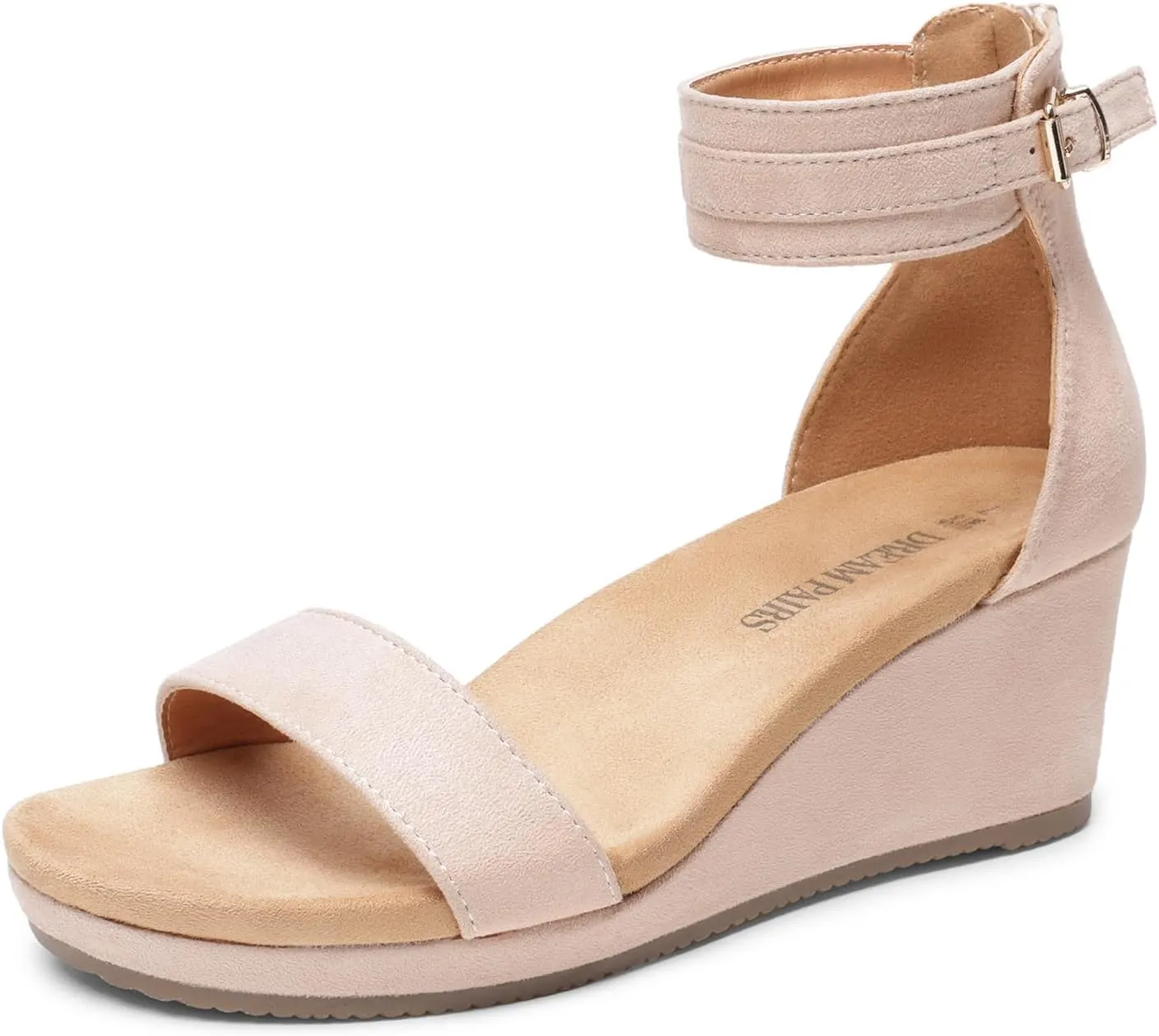 DREAM PAIRS Women's Open Toe Buckle Ankle Strap Platform Wedge Sandals Summer Shoes.
