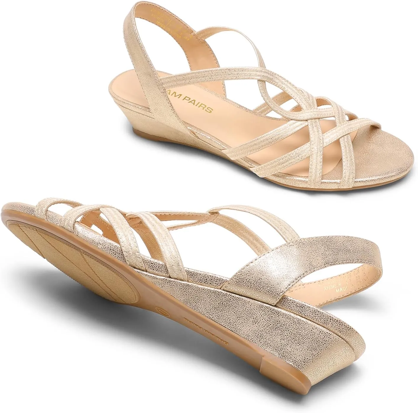 DREAM PAIRS Women's Strappy Wrapped Dressy Wedge Sandals Comfortable Low Heel Casual Summer Shoes