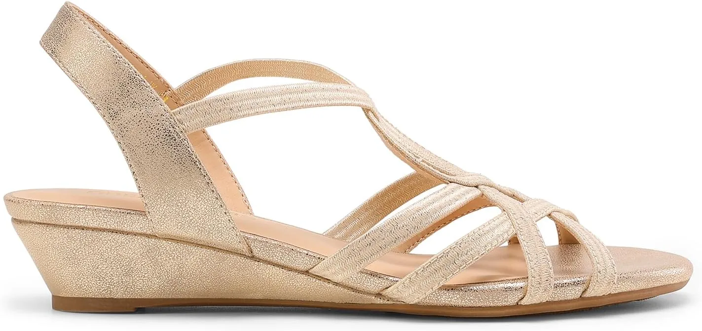 DREAM PAIRS Women's Strappy Wrapped Dressy Wedge Sandals Comfortable Low Heel Casual Summer Shoes