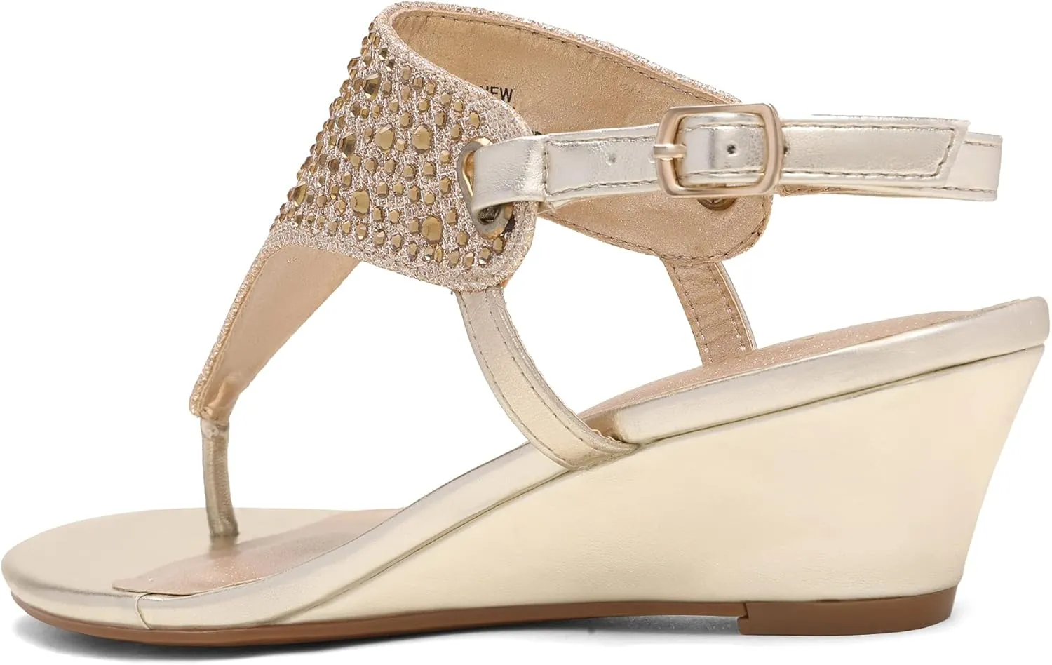 DREAM PAIRS Women's Wedge Thong Sandals, Summer Rhinestone Dress Shoes for Wedding