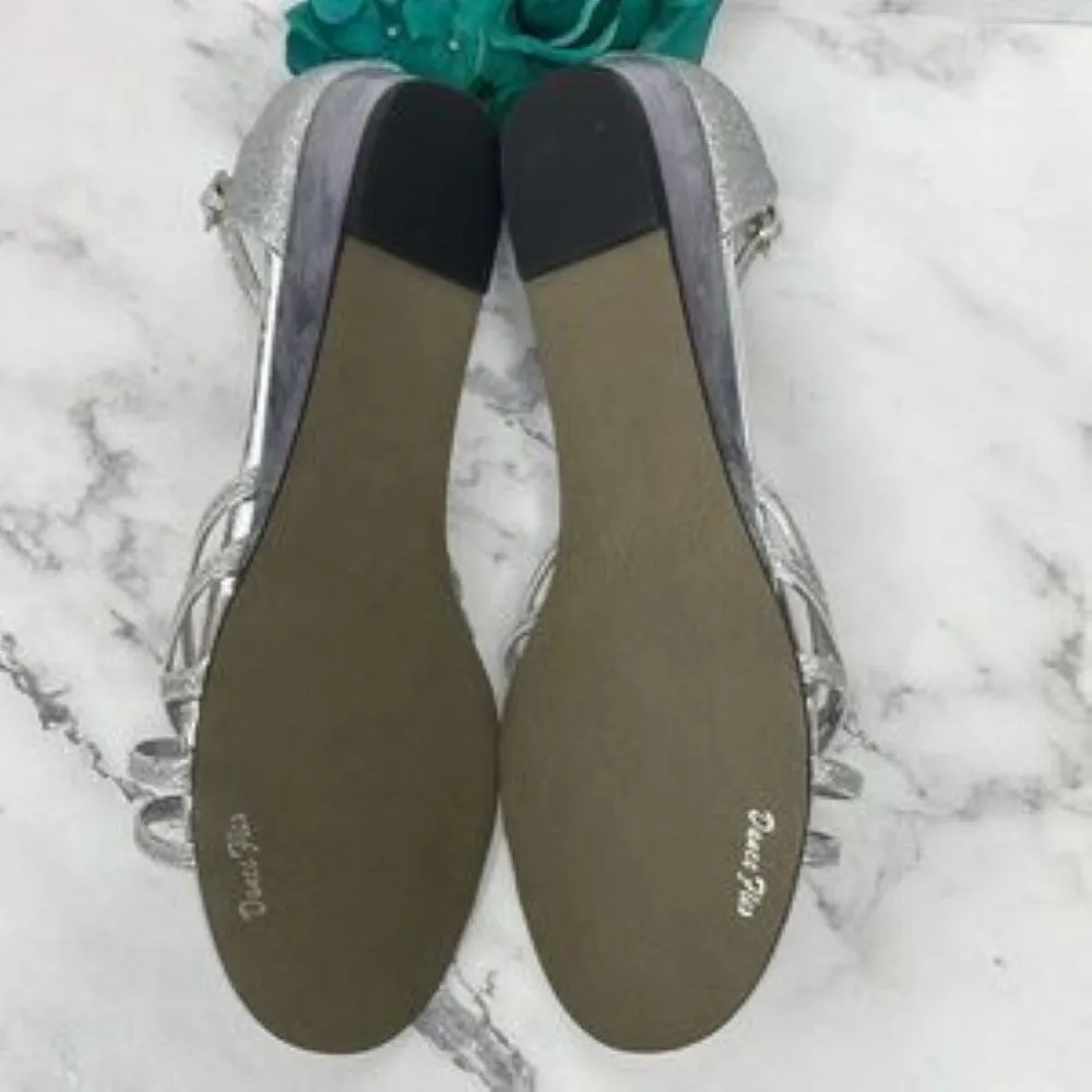EASY STREET Tarrah Silver Glitter Evening Sandals 8.5