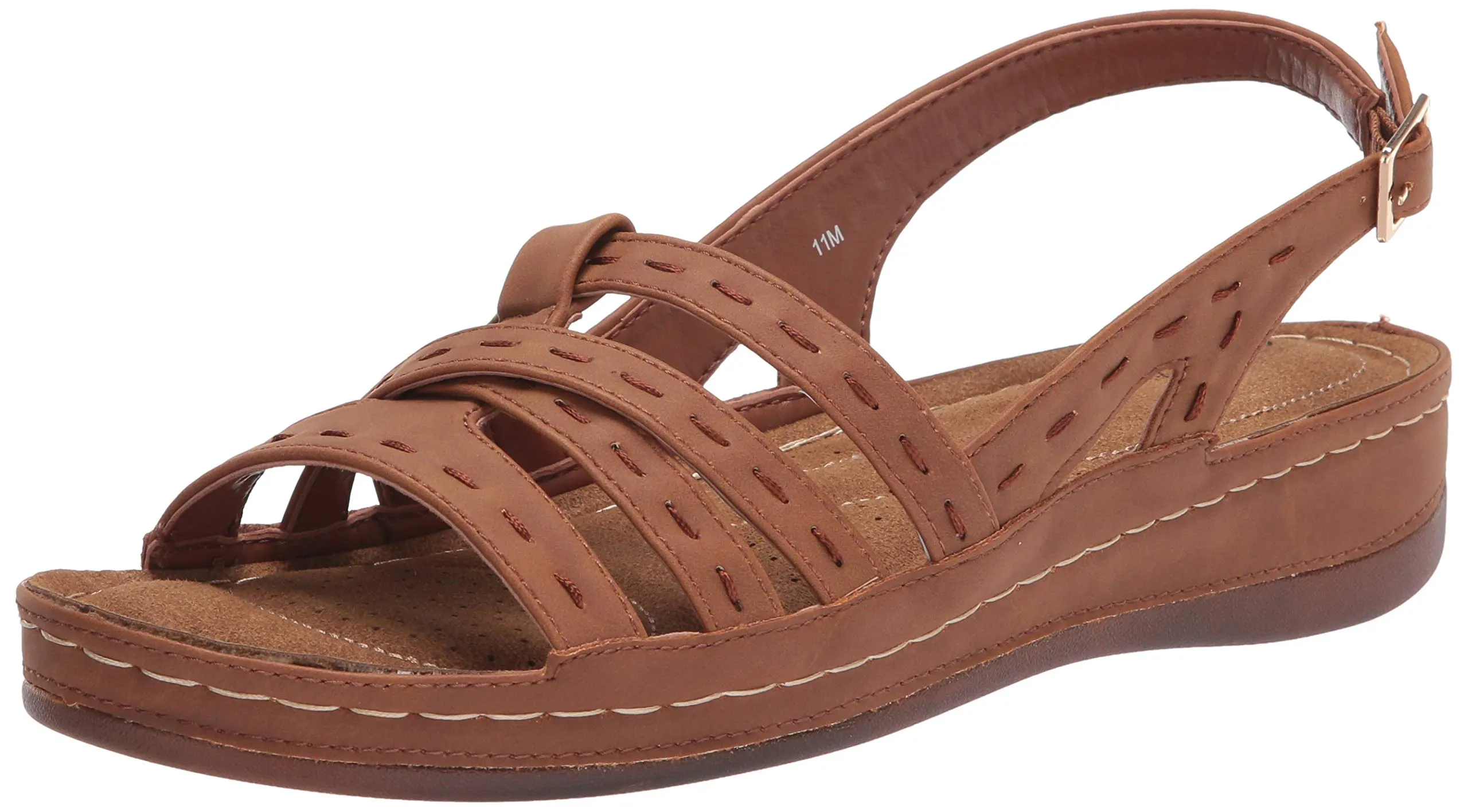 Easy Street Women's Kehlani Flat Sandal, Tan, 9