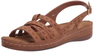 Easy Street Women's Kehlani Flat Sandal, Tan, 9