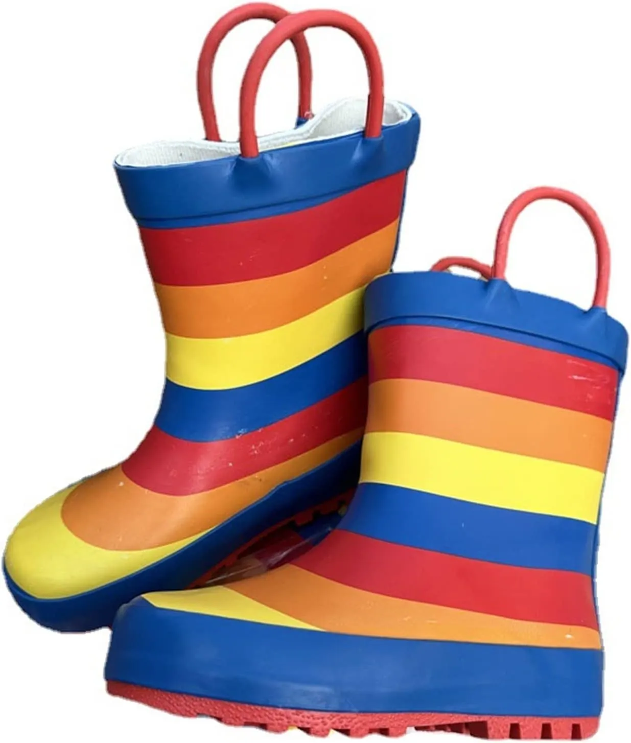 EnJoCho 1 to 11 Years Kids Unisex Original First Classic Rainbow Giant Glitter Boot (Toddler/Little Kid) for Puddle Splashing (A, 9 Toddler)