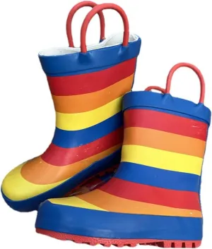 EnJoCho 1 to 11 Years Kids Unisex Original First Classic Rainbow Giant Glitter Boot (Toddler/Little Kid) for Puddle Splashing (A, 9 Toddler)