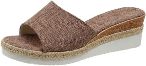 Epsion Women's Wedge Sandals Summer Beach Plaid Slide Platform Open Toe Casual Dressy Shoes Large Size Outdoor Slipper