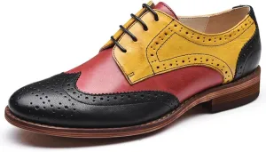 ErikenUrben Women Multicolor Perforated Flat Oxfords Vintage Lace up Wingtip Shoes