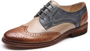 ErikenUrben Women Multicolor Perforated Flat Oxfords Vintage Lace up Wingtip Shoes