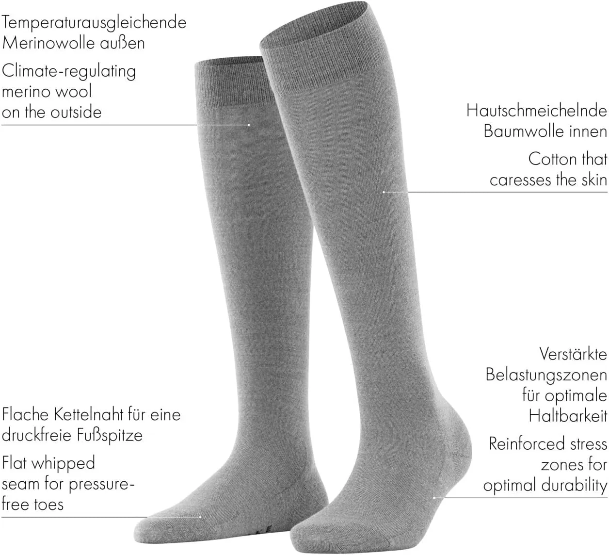 FALKE Women's Softmerino Knee-High Socks, Merino Wool Cotton, 1 Pair