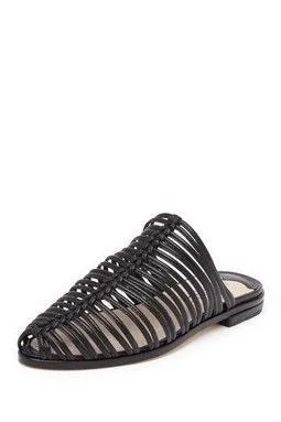 Fashion Ashley On Sanna Diverse categories Caged Artificial Intelligence (AI) Peep Cole Sandals Black Leather Flat Slip Toe