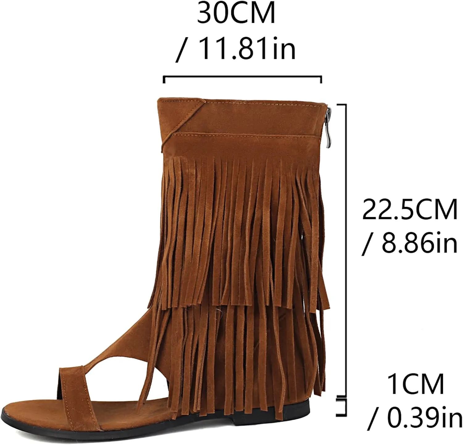 Fashion Faux Suede Tassel Roman Summer Boots for Women Round Open Toe Bohemia Fringe Booties
