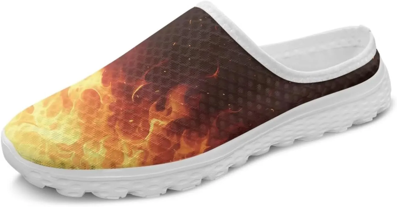 Fashion Print Backless Mule Shoes Mens Light Mesh Clogs, Comfort Support, Breathable, Anti-Slip, Ideal for Casual Wear