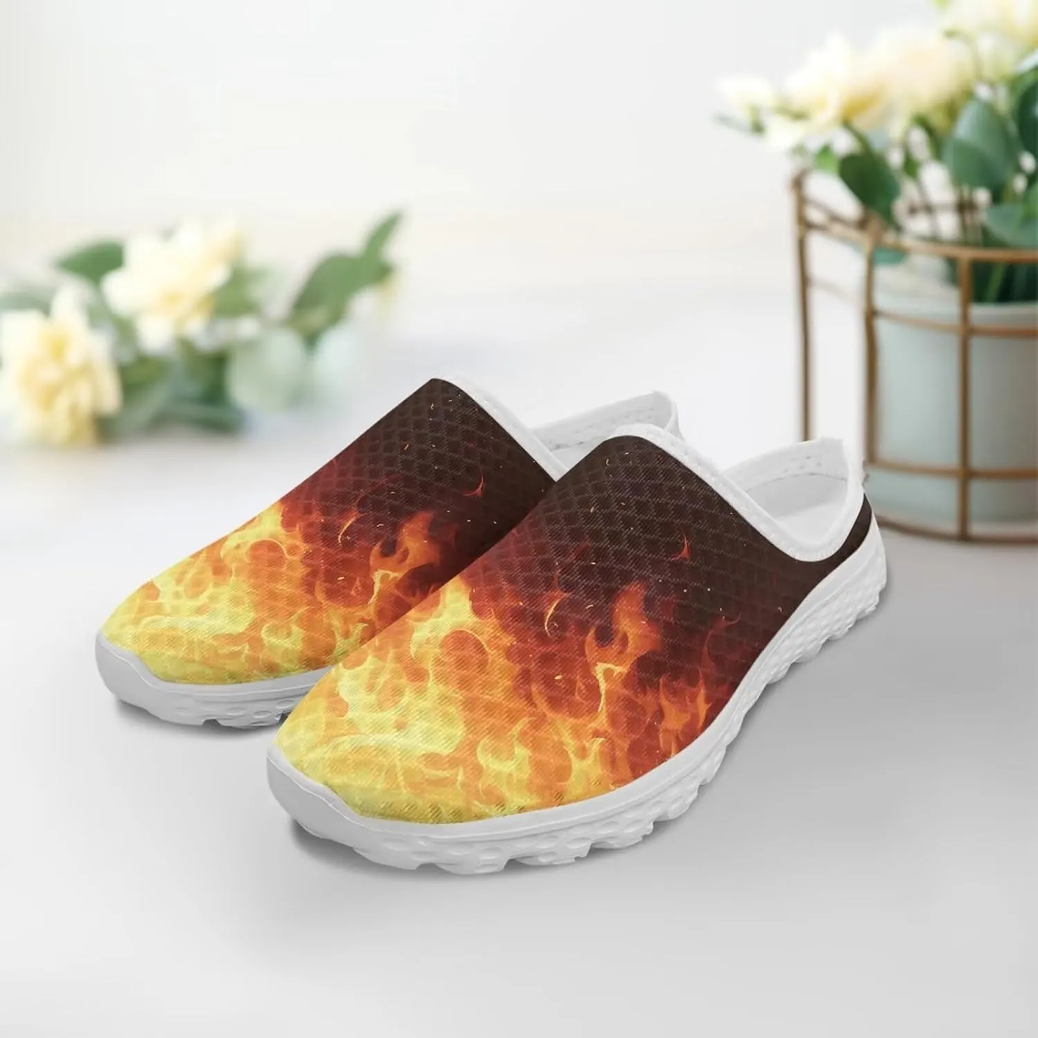 Fashion Print Backless Mule Shoes Mens Light Mesh Clogs, Comfort Support, Breathable, Anti-Slip, Ideal for Casual Wear