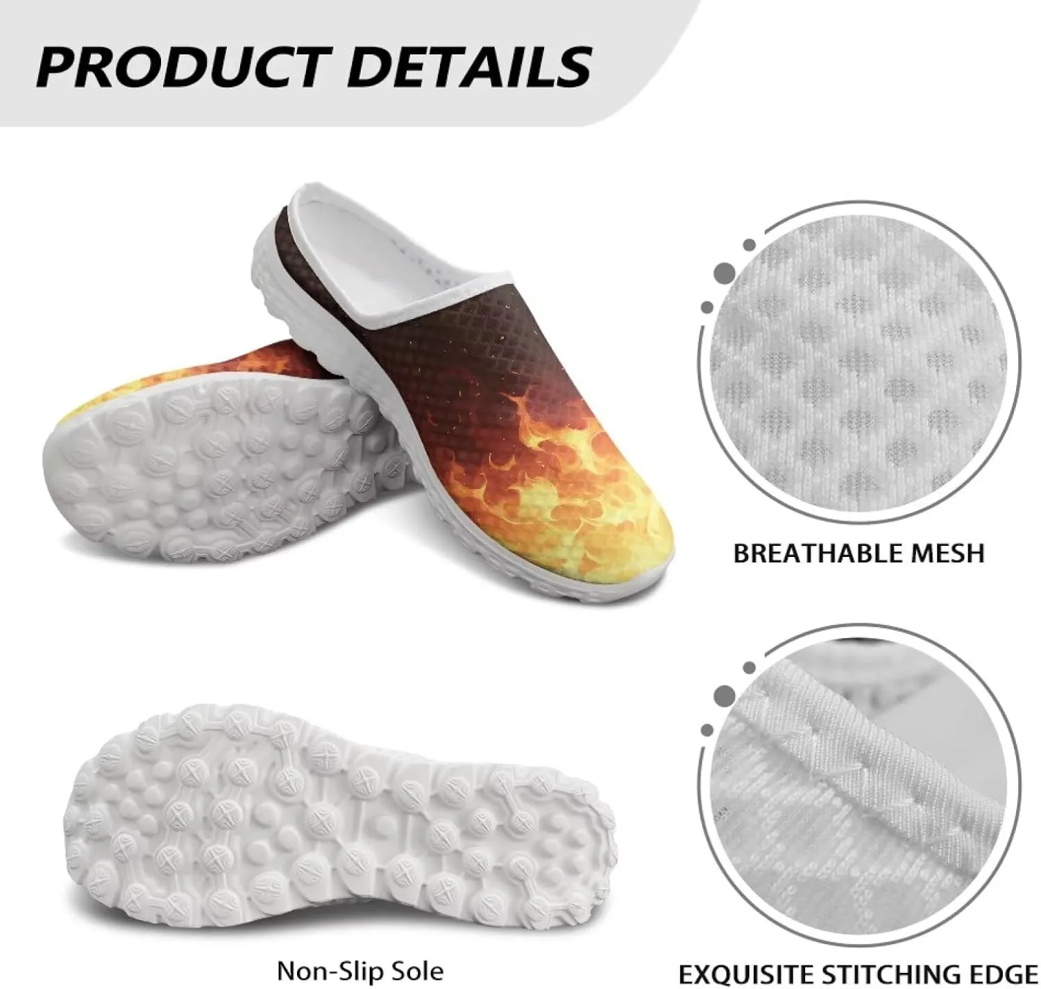Fashion Print Backless Mule Shoes Mens Light Mesh Clogs, Comfort Support, Breathable, Anti-Slip, Ideal for Casual Wear