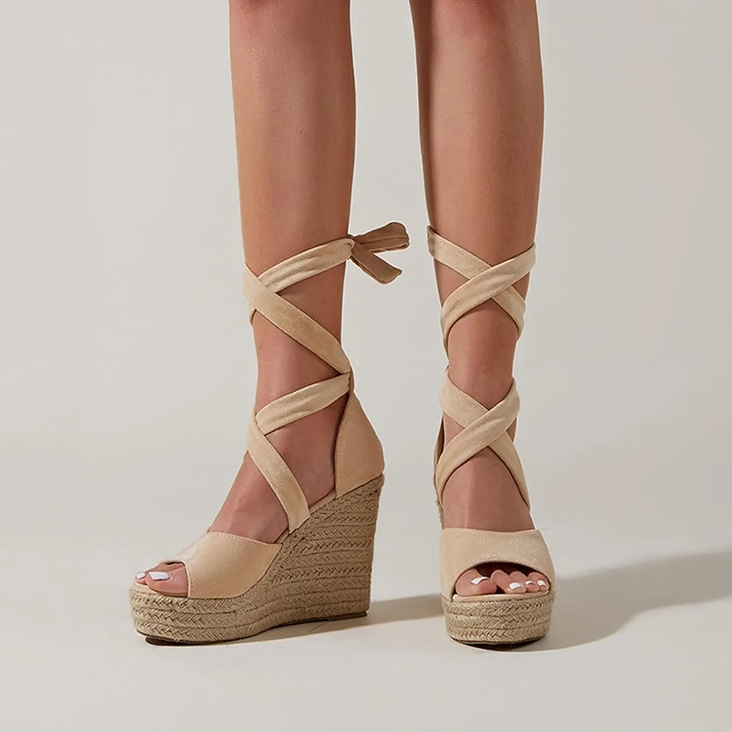 Fashion Woman Bandage Sandals, Women's Hemp Rope Platform & Wedge Sandals, Women Cross Straps Thick Bottom Sandals