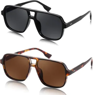 FEISEDY Retro Square Aviator Sunglasses Women Men 70s Vintage Trendy Plastic Frame Sun Glasses B4158