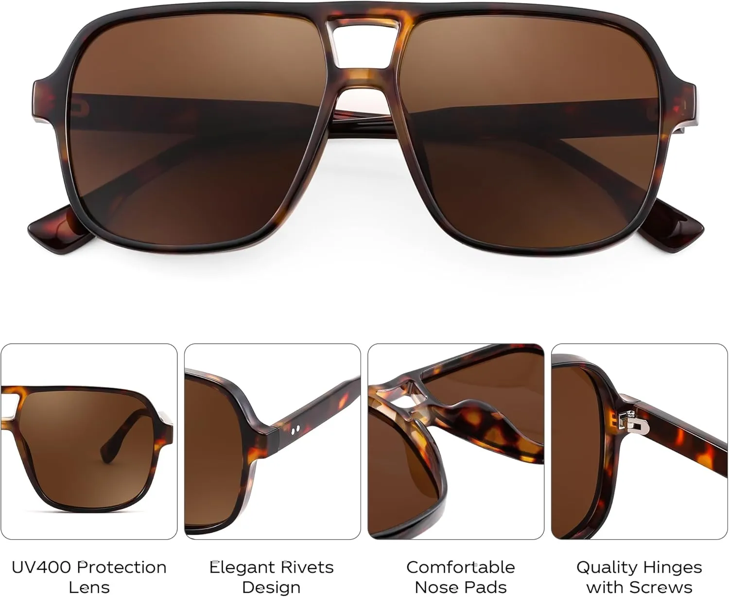 FEISEDY Retro Square Aviator Sunglasses Women Men 70s Vintage Trendy Plastic Frame Sun Glasses B4158