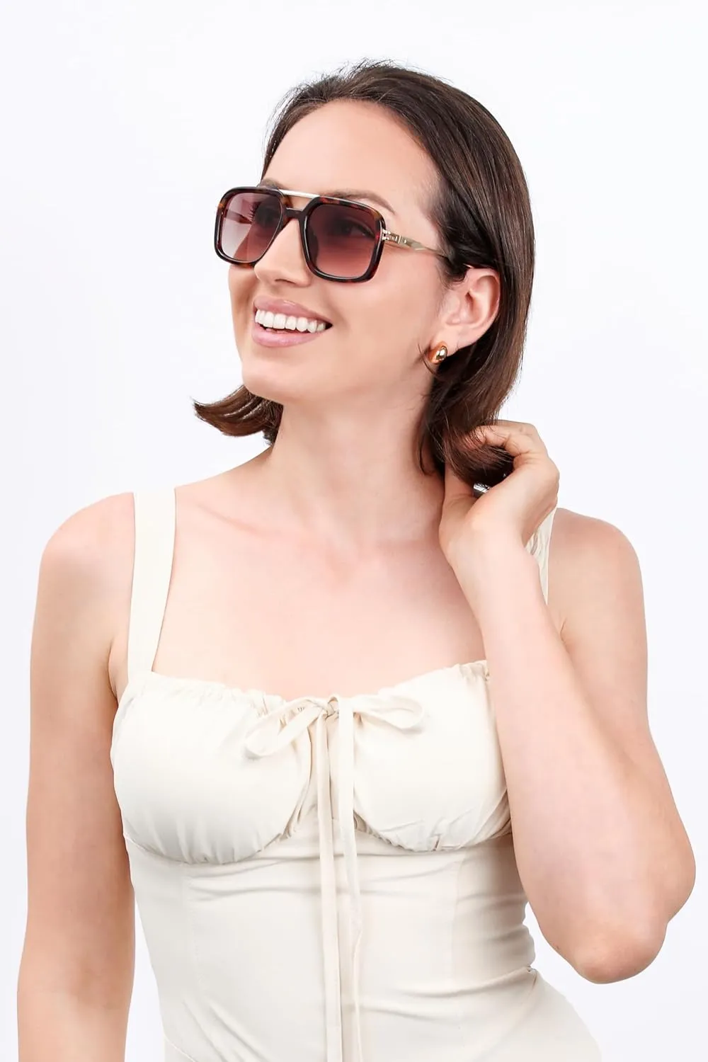 FEISEDY Vintage Square Flat Aviator Sunglasses Women Men 70s Classic Retro Stylish Frame UV400 Sunglasses B0115