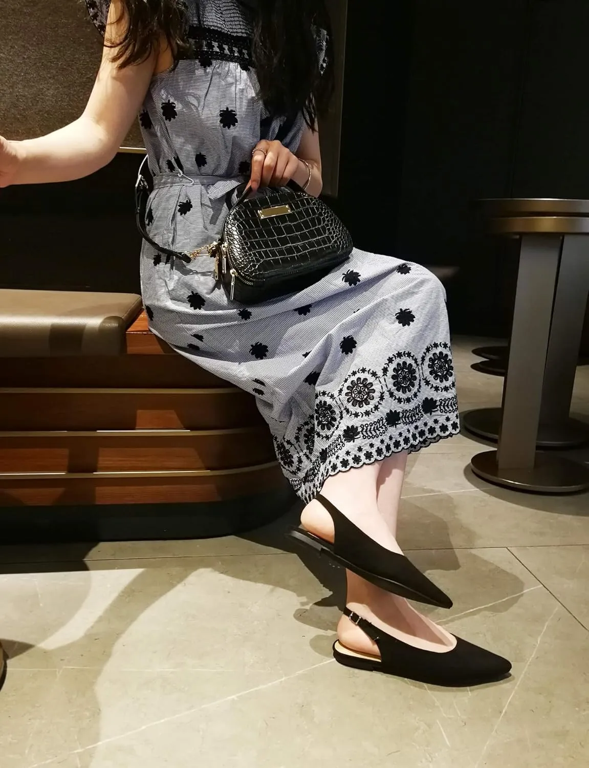 FEVERSOLE Pointed Toe Casual Slingback Flat Mules Women's Fashion Buckle Strap Slide Summer Slippers