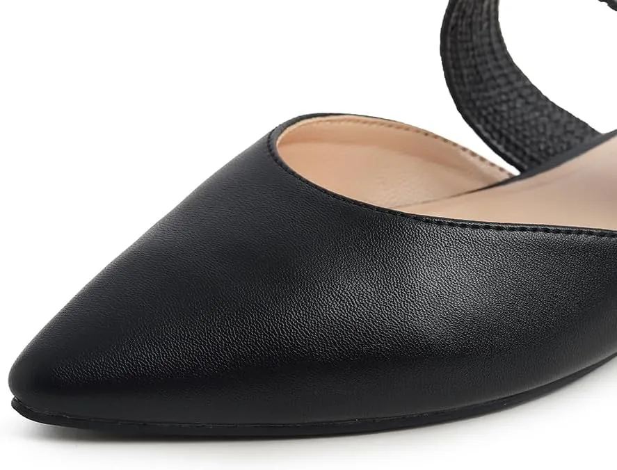 FEVERSOLE Women's Pointed Toe Fashion Mules Low Heel Flats Casual Summer Slide