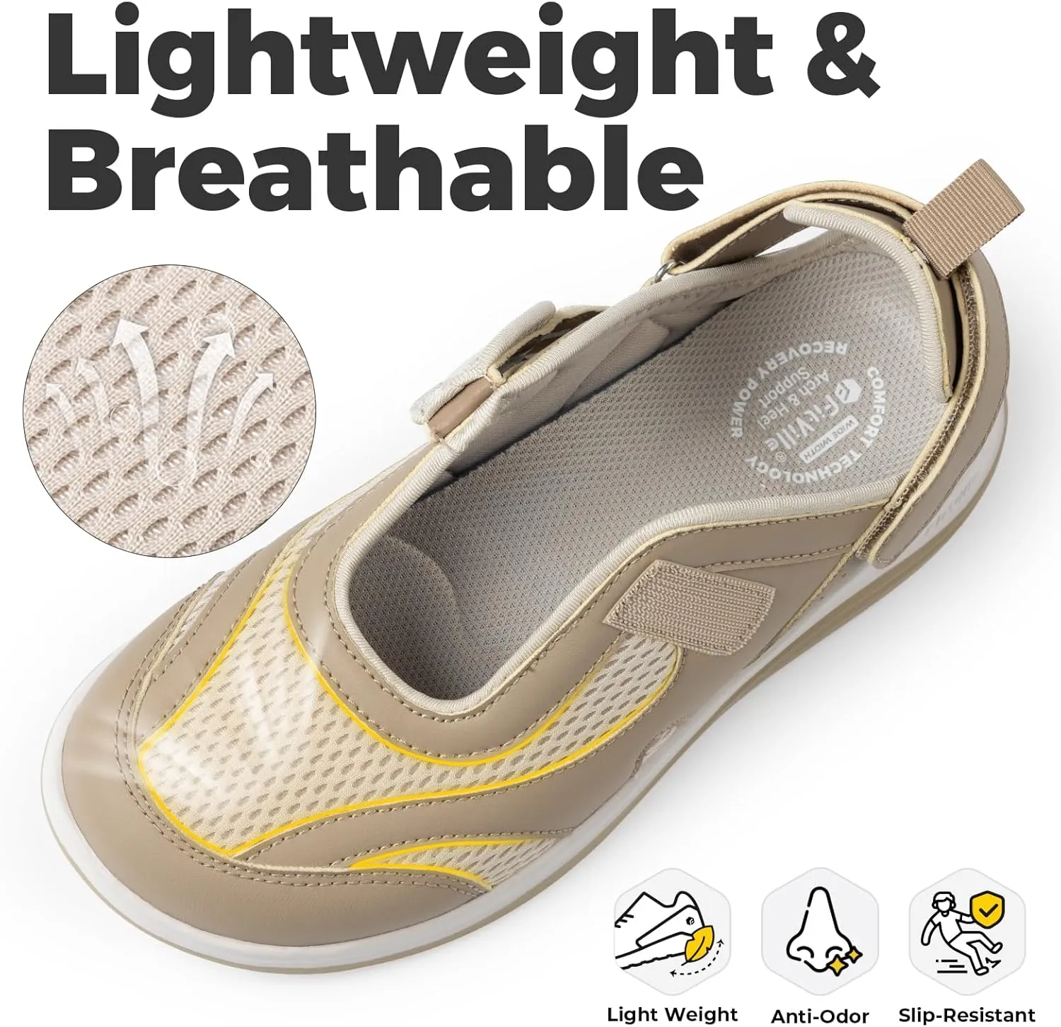 FitVille Diabetic Shoes for Women Extra Wide Width Diabetic Womens Sandals, Walking Shoes with Adjustable Closures Arch Support, Orthopedic Sandals for Flat Feet Heel Pain Relief,Plantar Fasciitis