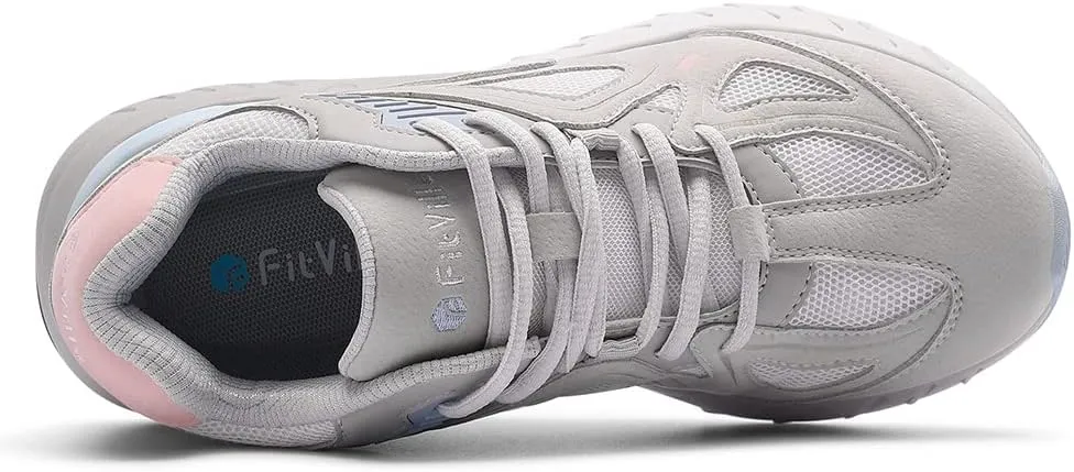 FitVille Women's Extra Wide Walking Shoes Wide Width Sneakers for Flat Foot Plantar Fasciitis Heel Pain Relief - Rebound Core