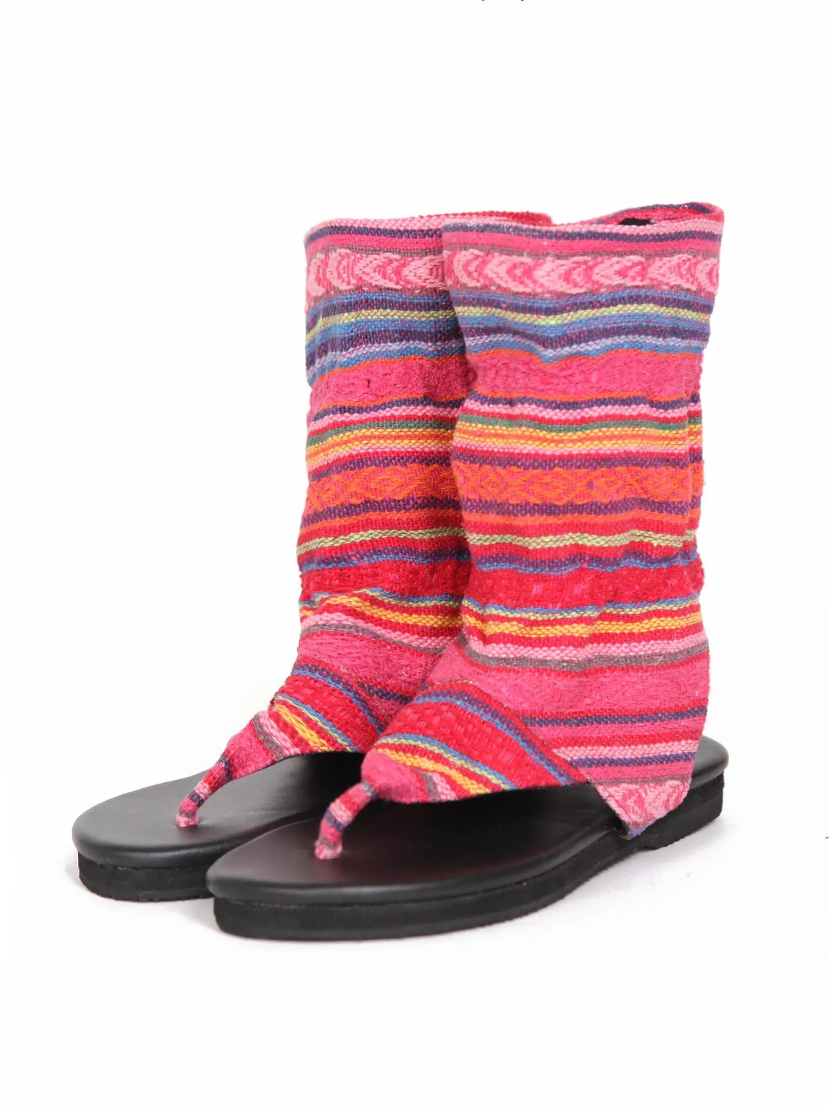 Flat boho bootie sandals | Pink