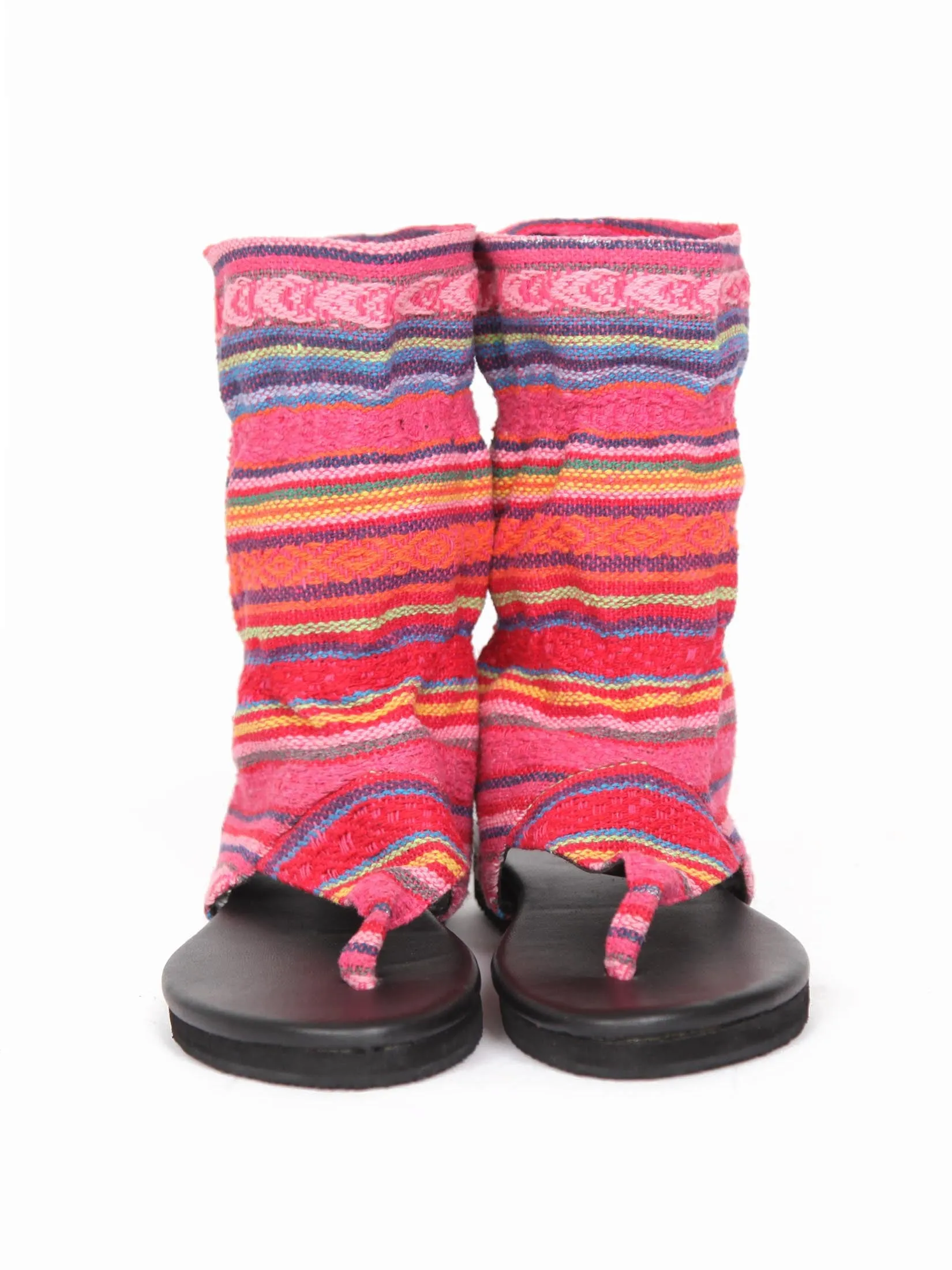 Flat boho bootie sandals | Pink