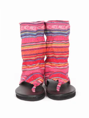 Flat boho bootie sandals | Pink