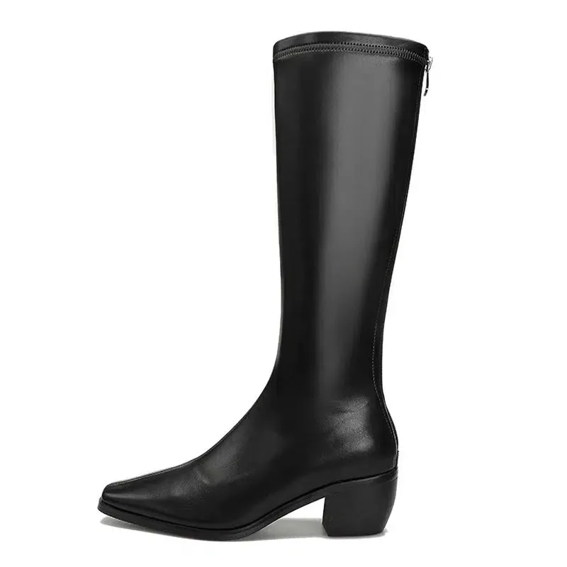 Flat heel pointed toe boots