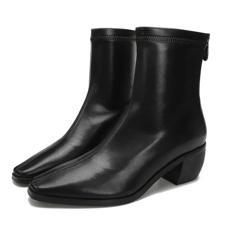 Flat heel pointed toe boots