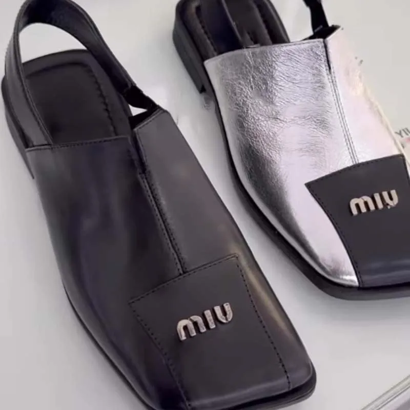 Flat Square-toe Slippers Sandals