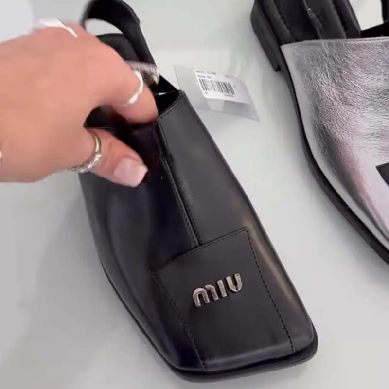 Flat Square-toe Slippers Sandals