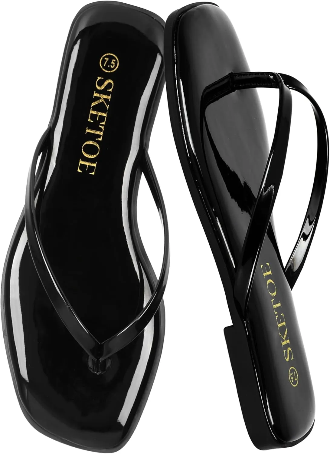 Flip Flops for Women Square Toe Flat Sandals for Women Comfortable Thong Sandals Vegan Leather Flip Flops Lightweight Summer Beach Sandals Dressy Vacation Essentials Slides